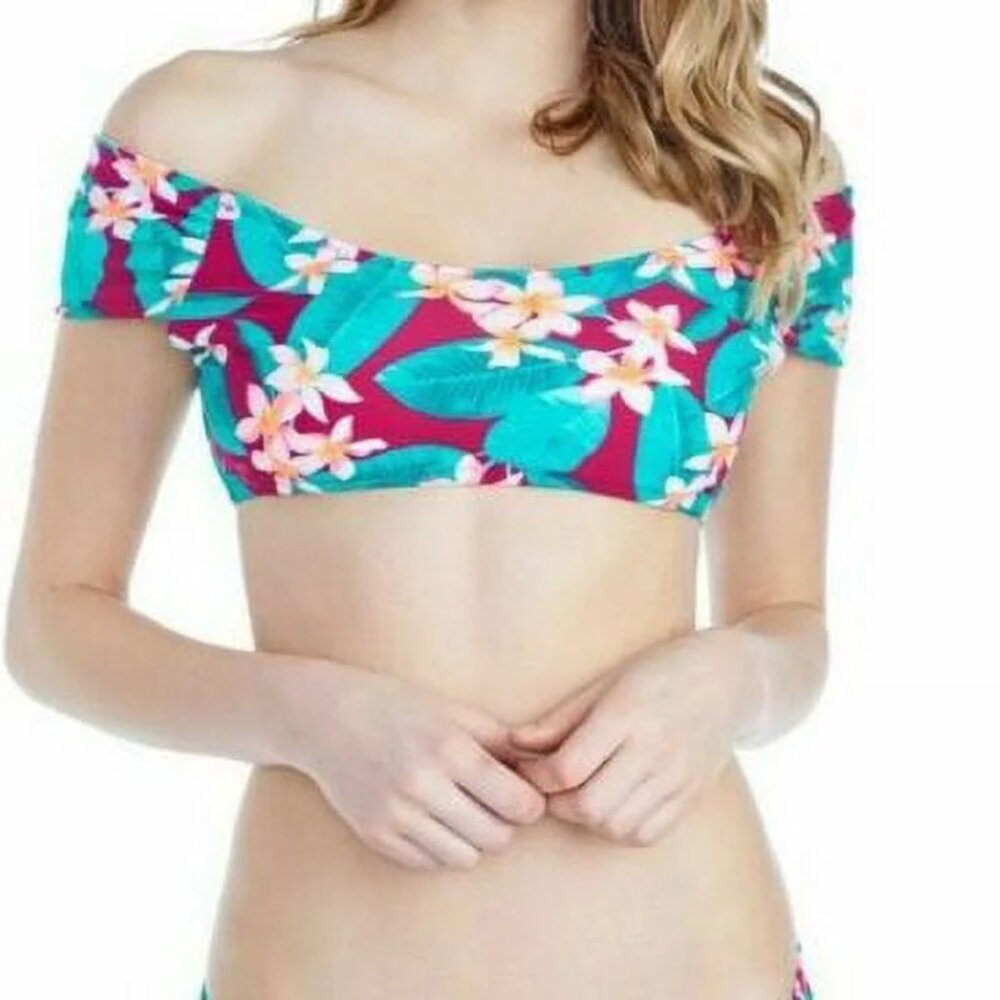 Raisins Juniors Floral Lace Back Bralette Bikini Top NWT